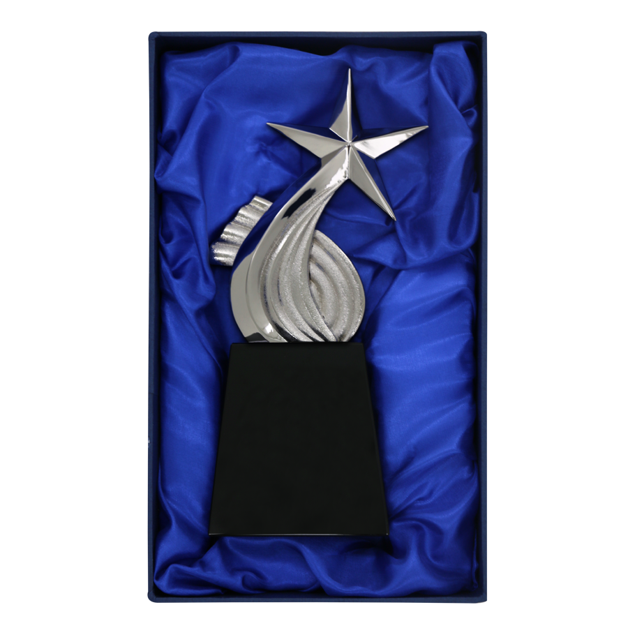 trophée design étoile en métal et verre