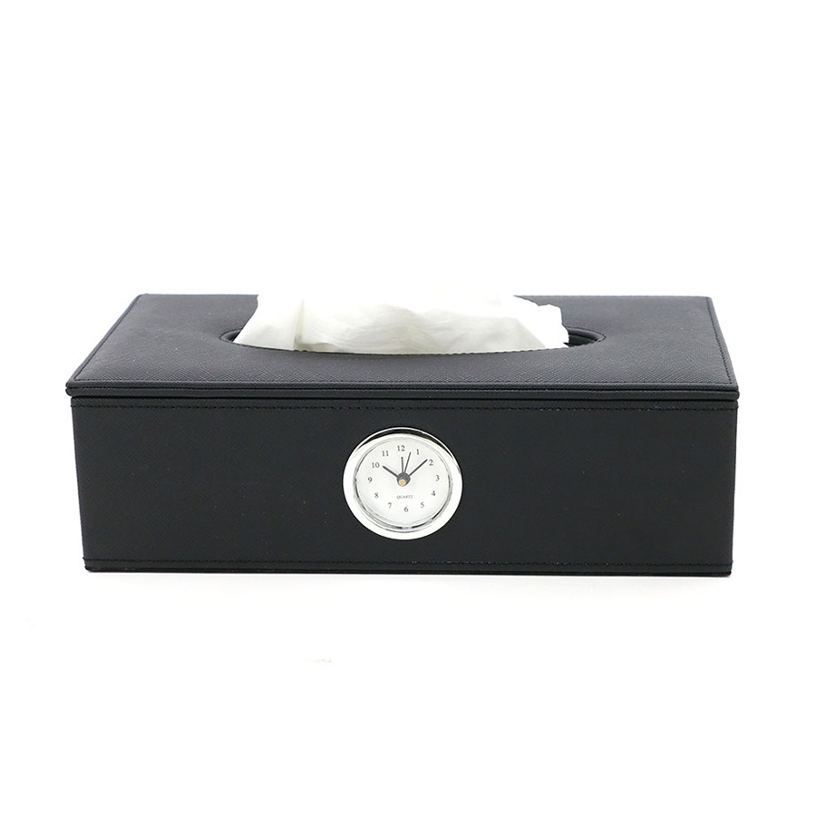 cache boite à mouchoirs  avec horloge de bureau