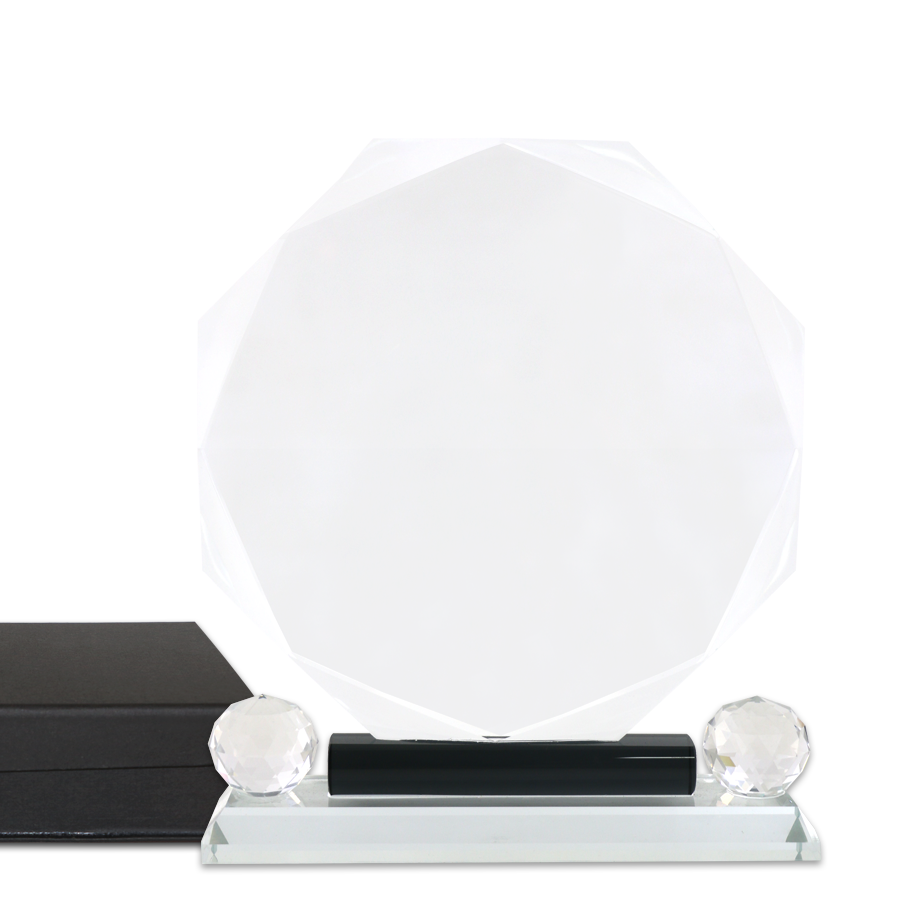 trophée en verre forme octogone